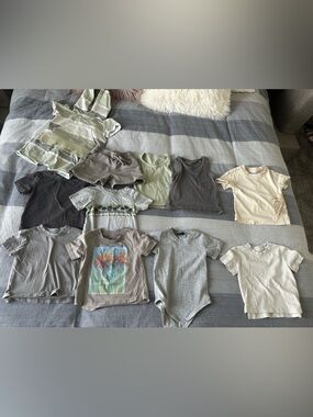 Little Bipsy Neutral and Olive Short-Sleeve Kids Tops - Assorted Colors